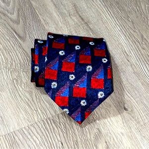 Ermenegildo Zegna Printed Made in Italy Neck Tie Bold Colors 62”L 3.5W